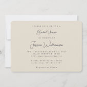 Minimalistische Kalligrafie Elfenbeinschwarzes Bra Einladung (Vorderseite)