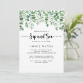 Minimalistische Kalligrafie Eukalyptus Sip und Sie Einladung (Stehend Vorderseite)