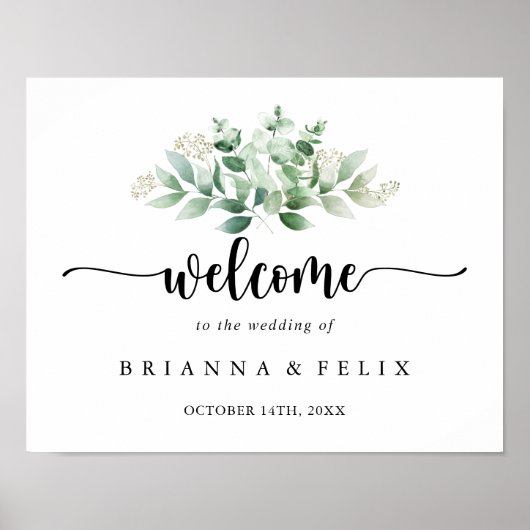 Minimalistische Kalligrafie Eukalyptus Wedding Wil Poster (Vorne)