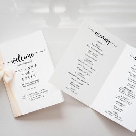 Minimalistische Kalligrafie-FaltenWedding Programm