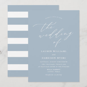 Minimalistische Kalligrafie Hellblau Hochzeit Einladung