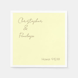 Minimalistische Kalligrafie-Hellgelbe Hochzeit Serviette