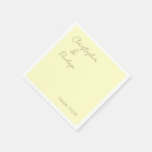 Minimalistische Kalligrafie-Hellgelbe Hochzeit Serviette (Ecke)