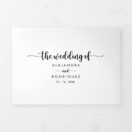 Minimalistische Kalligrafie-Hochzeit Dreifach Gefaltete Einladung