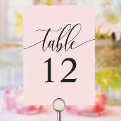 Minimalistische Kalligrafie-Hochzeit in Rosa Tischnummer