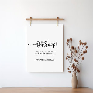 Minimalistische Kalligrafie-Hochzeit Oh Snap-Zeich Poster