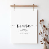 Minimalistische Kalligrafie Hochzeit Open Bar Sign Poster