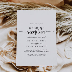 Minimalistische Kalligrafie-Hochzeitsempfang Einladung