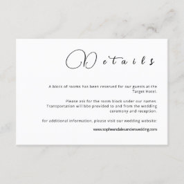 Minimalistische Kalligrafie-Hochzeitskarte Begleitkarte