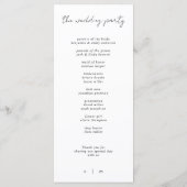 Minimalistische Kalligrafie-Hochzeitsprogramm Programm (Rückseite)