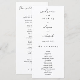 Minimalistische Kalligrafie-Hochzeitsprogramm Programm