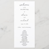 Minimalistische Kalligrafie-Hochzeitsprogramm Programm (Vorderseite)