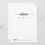 Minimalistische Kalligrafie-Hochzeitsratenkarte Hinweiskarte<br><div class="desc">Diese minimalistische kalligraphische Hochzeitsratenkarte ist perfekt für eine rustikale Hochzeit. Das einfache und elegante Design zeichnet sich durch klassische und extravagante Schriftzeichen in Schwarz und Weiß aus. Diese Karten sind ideal für Hochzeiten, Brautparty, Babydusche, Graduiertenfest u.v.m. Personalisieren Sie die Karten mit den Namen der Braut und Bräutigam, den Eltern, die...</div>