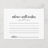 Minimalistische Kalligrafie-Hochzeitsratenkarte Postkarte (Vorderseite)