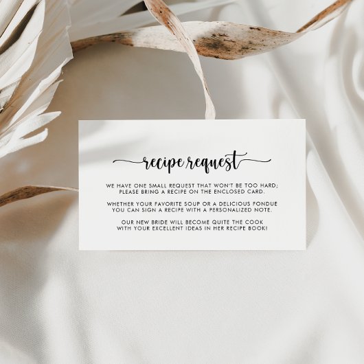 Minimalistische Kalligrafie-Hochzeitsrezepte Begleitkarte
