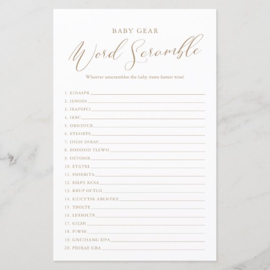 Minimalistische Kalligrafie Kinderdusche Word Scra (Vorderseite)