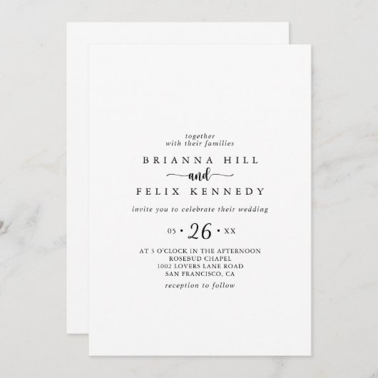 Minimalistische Kalligrafie Lässige Einladung zur (Vorne/Hinten)