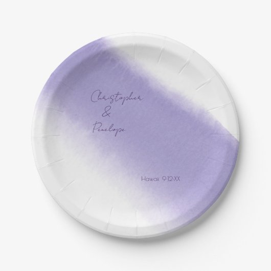Minimalistische Kalligrafie-Lavender-Wasserfarbenh Pappteller (Vorderseite)