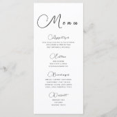 Minimalistische Kalligrafie Menükarte (Vorderseite)
