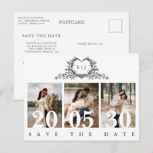 Minimalistische Kalligrafie-Monogramm Save-the-Dat Postkarte