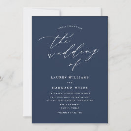 Minimalistische Kalligrafie Navy Blue | Hochzeit Einladung