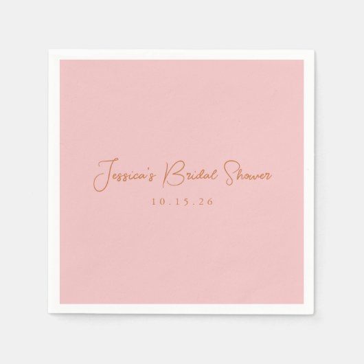 Minimalistische Kalligrafie Niedlich Pink-Brautpar Serviette (Vorderseite)