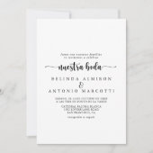 Minimalistische Kalligrafie Nuestra Boda Wedding Einladung (Vorderseite)