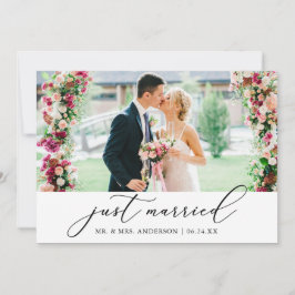 Minimalistische Kalligrafie nur verheiratetes Foto Ankündigung