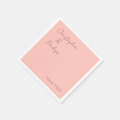 Minimalistische Kalligrafie Pachy Pink Wedding Serviette (Ecke)