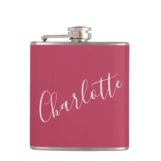 Minimalistische Kalligrafie Personalisiert Name Ma Flachmann (Vorderseite)