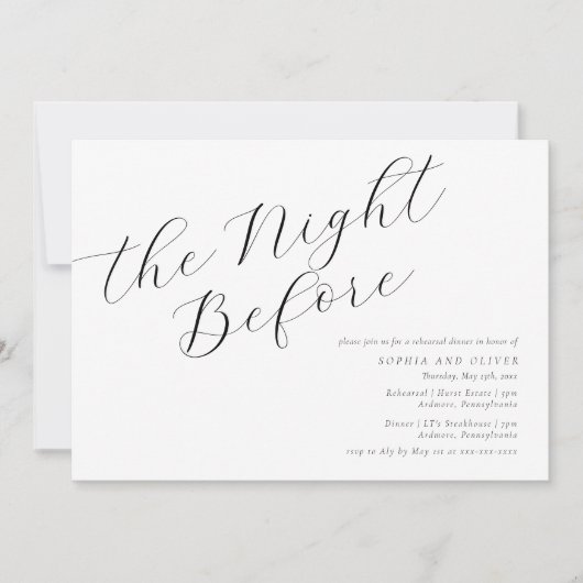 Minimalistische Kalligrafie Probe Abendessen Einla Einladung (Vorderseite)