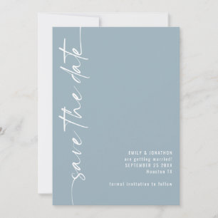 Minimalistische Kalligrafie QR Code Dusty Blue Wed Save The Date