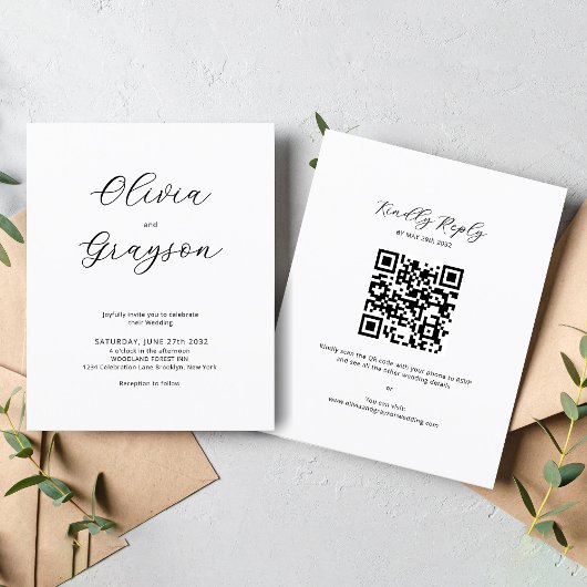 MINIMALISTISCHE Kalligrafie-QR-Code-UAWG Wedding