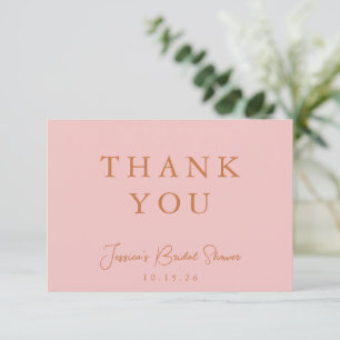 Minimalistische Kalligrafie Rosa Brautparty flach Dankeskarte