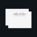 Minimalistische Kalligrafie-Rückkaufwünsche Hinweiskarte<br><div class="desc">Nutzen Sie diese moderne Wunschkarte in Ihrem Party,  um den Gästen eine persönliche Note für den Ehrengast verlassen. Fügen Sie Ihre Informationen zum Vorlagenformular hinzu. Das erweiterte Bearbeitungsmenü erlaubt es Ihnen,  die Farben und die Schriftart zu ändern.</div>