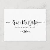 Minimalistische Kalligrafie Save the Date horizont Postkarte (Vorderseite)