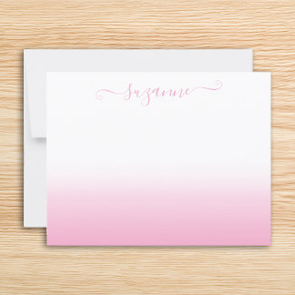 Minimalistische Kalligrafie-Schrift hellrosa Ombre Mitteilungskarte