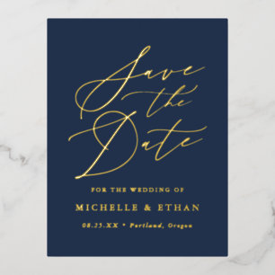 Minimalistische Kalligrafie-Schrift 'Save the Date Folie Einladungspostkarte