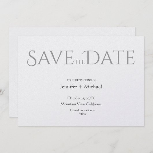 Minimalistische Kalligrafie-Schrift zur Hochzeitss Save The Date (Vorne/Hinten)