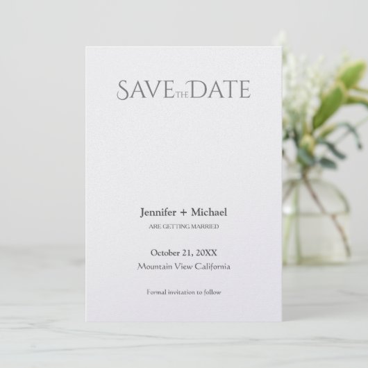 Minimalistische Kalligrafie-Schrift zur Hochzeitss Save The Date (Stehend Vorderseite)