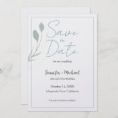 Minimalistische Kalligrafie-Schrift zur Hochzeitss Save The Date (Vorne/Hinten)