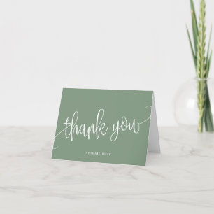 Minimalistische Kalligrafie-Schriftart Sage Green Dankeskarte
