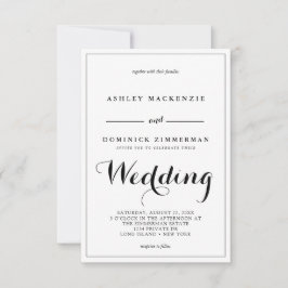 Minimalistische Kalligrafie-Schwarzgrenzenhochzeit Einladung