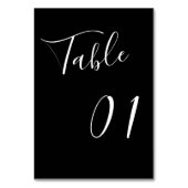 Minimalistische Kalligrafie Script Black Wedding Tischnummer (Rückseite)