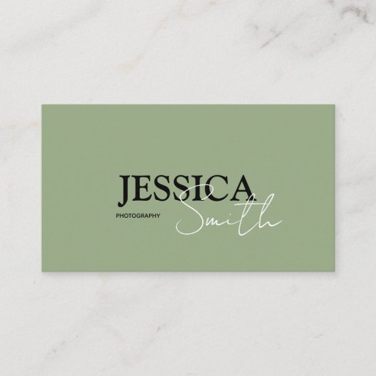 Minimalistische Kalligrafie Script Boho Sage Green Visitenkarte (Vorderseite)