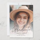 Minimalistische Kalligrafie-Script-Foto-Abschluss Ankündigung (Vorderseite)