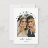 Minimalistische Kalligrafie-Script-Hochzeitsfoto Save The Date (Vorderseite)
