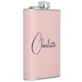 Minimalistische Kalligrafie Script Name Rose Gold Flachmann (Rechts)