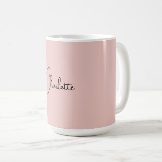 Minimalistische Kalligrafie Script Name Rose Gold Kaffeetasse (VorderseiteRechts)