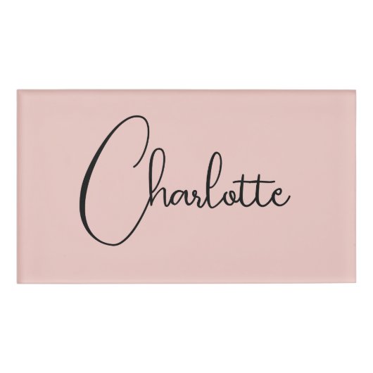 Minimalistische Kalligrafie Script Name Rose Gold Namenschild (Vorderseite)